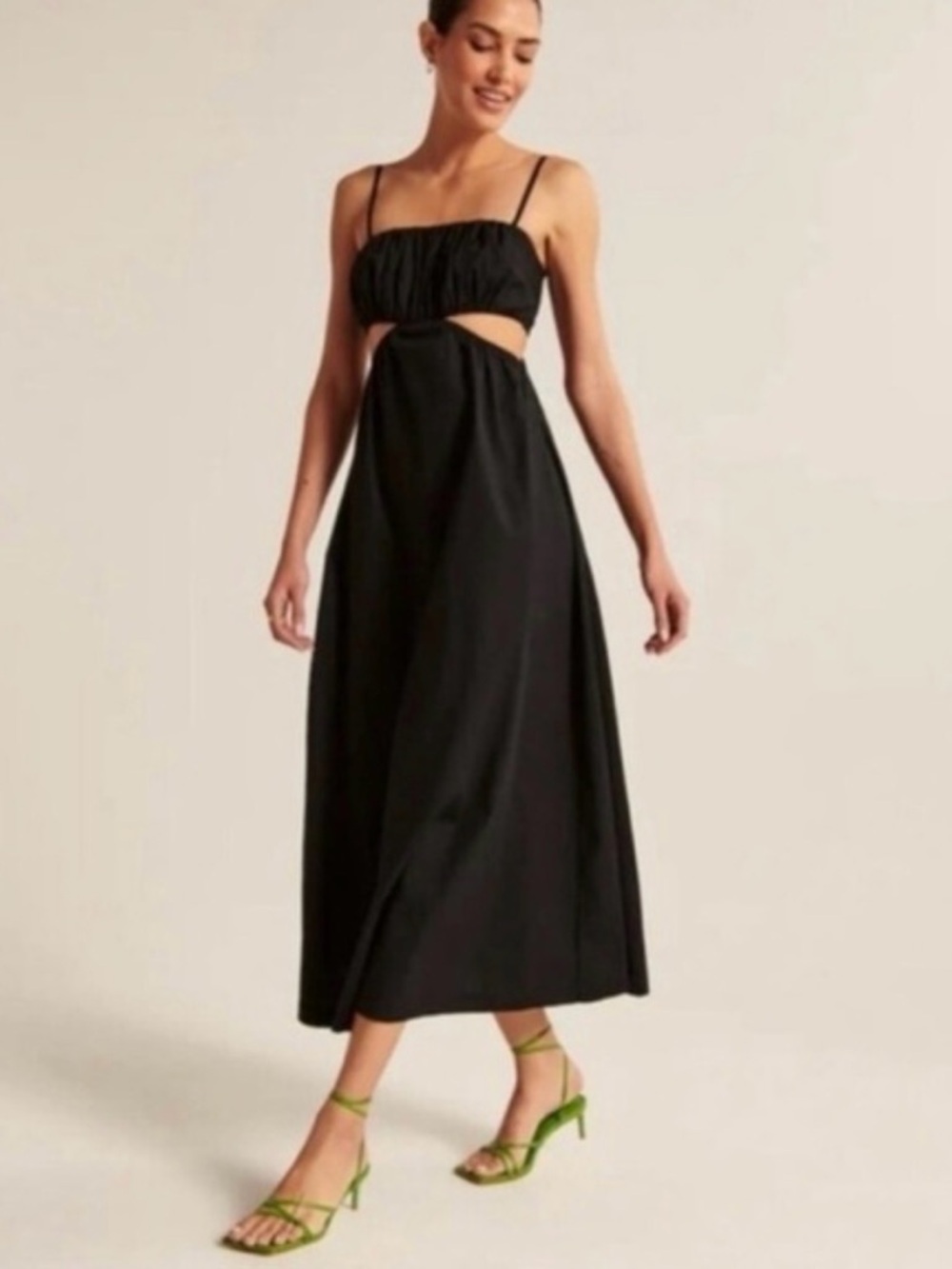 Abercrombie & Fitch Black Strappy Waist Cut-Out Maxi Dress